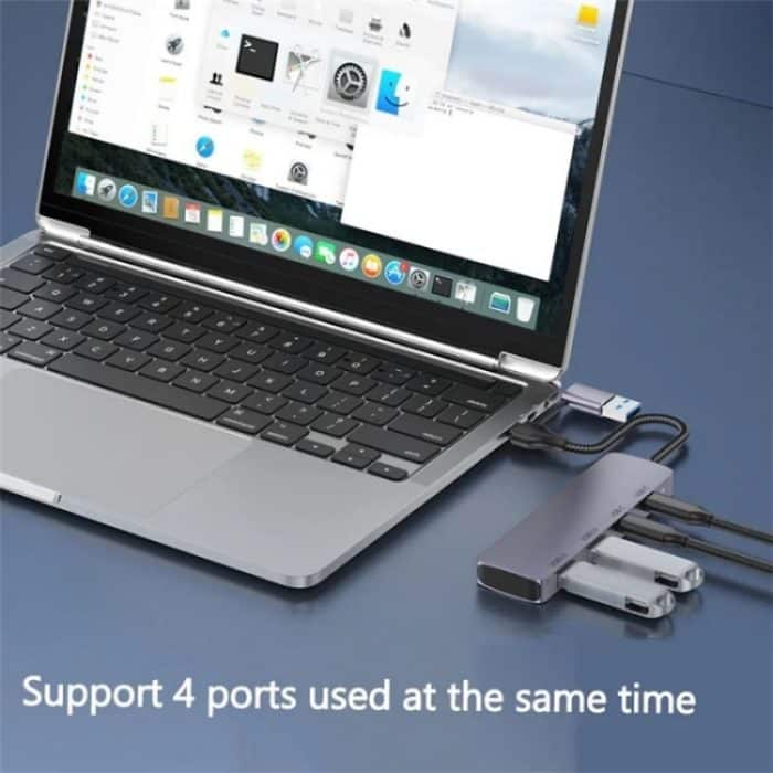 T-32C 2-in-1-Kabel USB 3.0 + Typ-C 4-Port-Hub Dockingstation aus Aluminiumlegierung – Bild 4