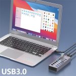 U307 Aluminiumlegierung 7-Port Splitter 5Gbps High Speed ​​USB 3.0 Hub mit unabhängigem Schalter – Bild 4