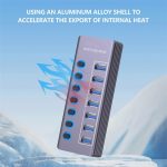 U307 Aluminiumlegierung 7-Port Splitter 5Gbps High Speed ​​USB 3.0 Hub mit unabhängigem Schalter – Bild 5