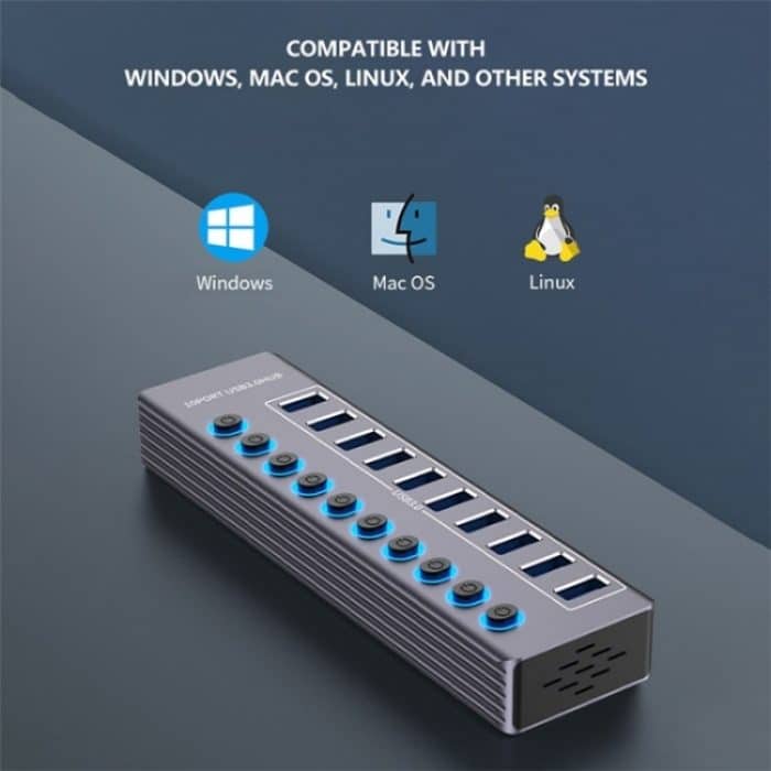 U310 10-in-1 USB 3.0 Erweiterungs-HUB USB-Ladestation mit individuellem Schalter – Bild 4