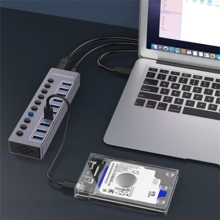 U310 10-in-1 USB 3.0 Erweiterungs-HUB USB-Ladestation mit individuellem Schalter – Bild 6