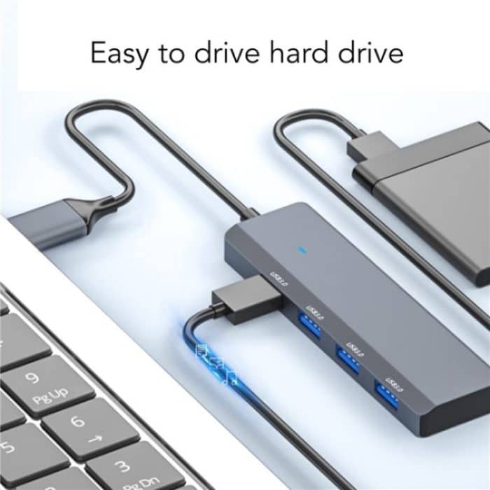 ADS-305A Aluminiumlegierung USB auf 4-Ports USB3.0 USB HUB Laptop Adapter Dockingstation – Bild 5