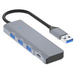 ADS-309A Aluminiumlegierung USB auf 3 x USB 3.0 + Typ-C Datenport-Erweiterungs-Hub-Adapter
