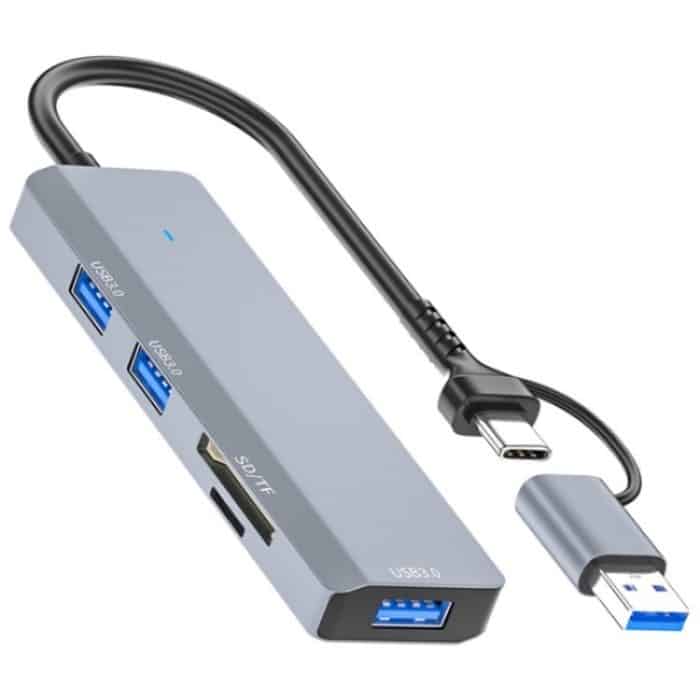 ADS-310D 2-in-1 Typ-C + USB auf 3 x USB 3.0 + SD / TF-Kartensteckplätze Multi-Port-Hub – Bild 1