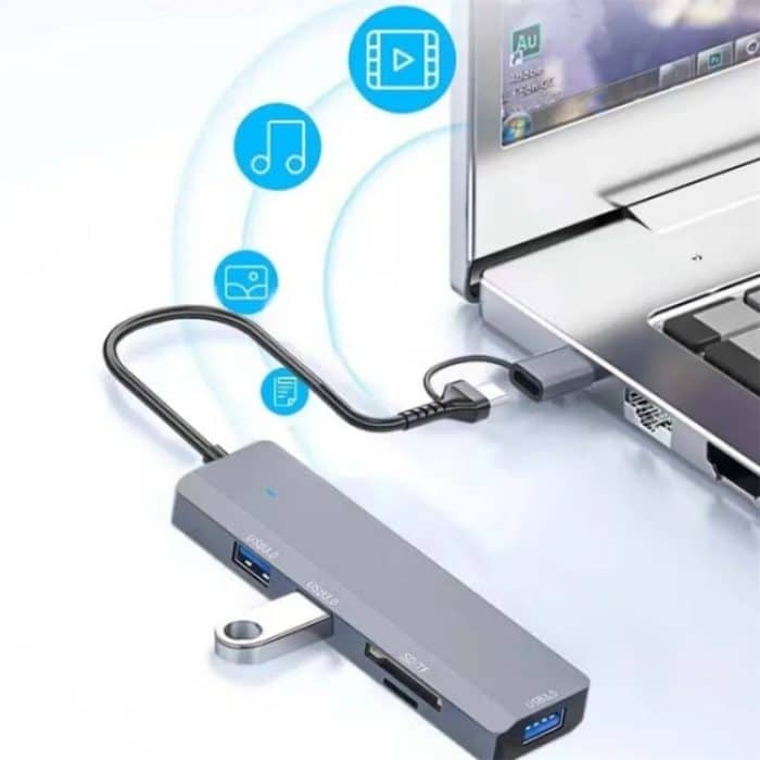 ADS-310D 2-in-1 Typ-C + USB auf 3 x USB 3.0 + SD / TF-Kartensteckplätze Multi-Port-Hub – Bild 6