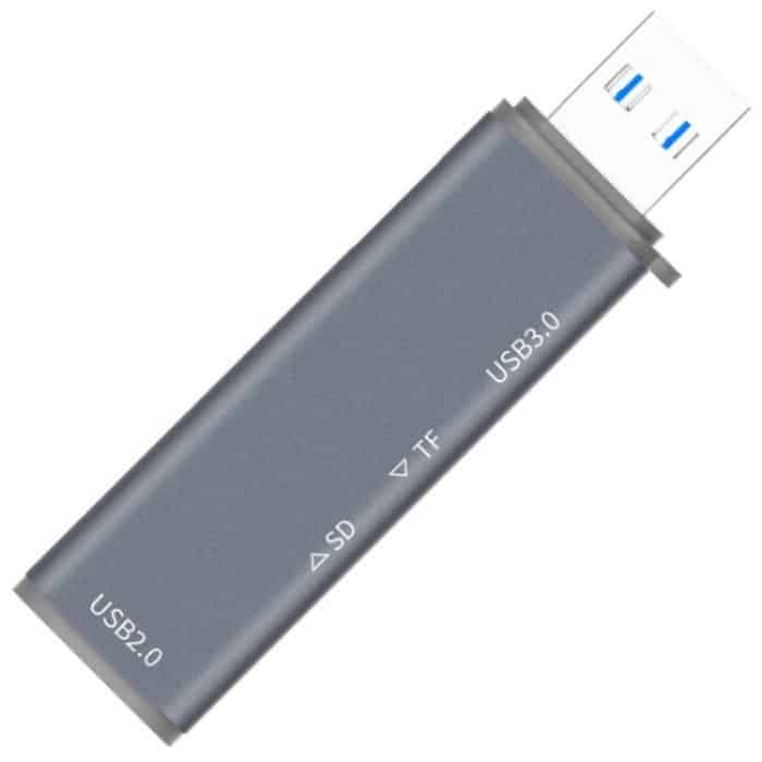 ADS-308A SD/TF-Kartenleser Aluminiumlegierung USB 3.0 + USB 2.0 Splitter Hub – Bild 2