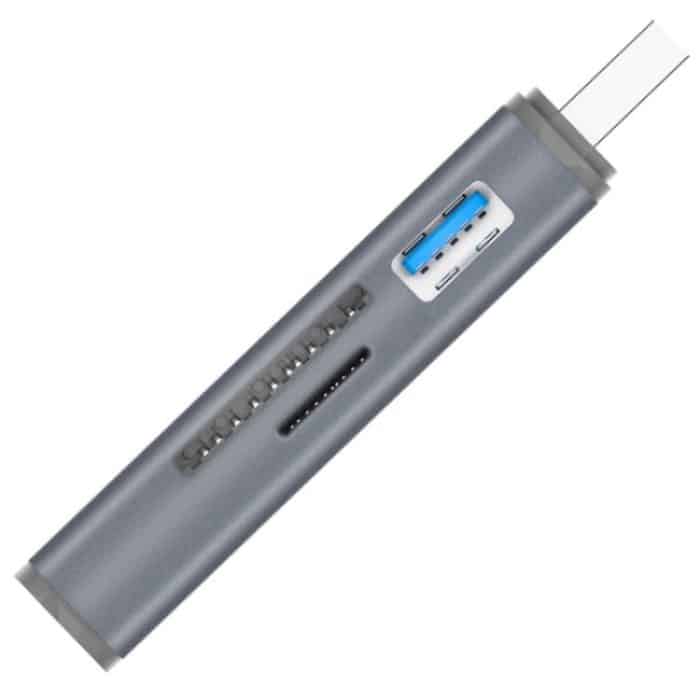 ADS-308A SD/TF-Kartenleser Aluminiumlegierung USB 3.0 + USB 2.0 Splitter Hub – Bild 4