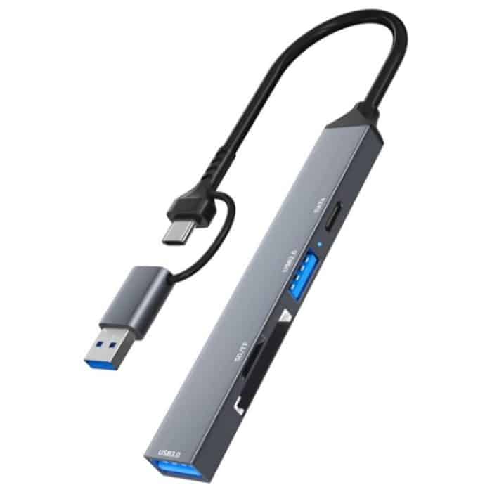 ADS-806D Typ-C + USB zu USB 3.0 Hub SD / TF Kartenleser Multifunktions-Dockingstation – Bild 1