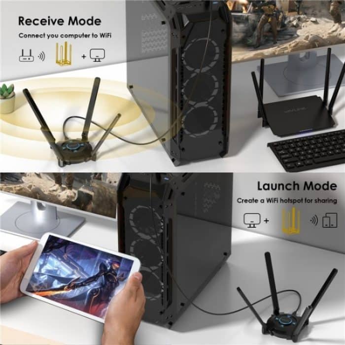 WAVLINK WN695X2 AX5400 USB WiFi 6 Dongle 4 Antennen Empfänger Tri-Band Wireless Adapter – Bild 3