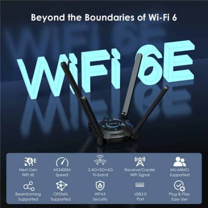 WAVLINK WN695X2 AX5400 USB WiFi 6 Dongle 4 Antennen Empfänger Tri-Band Wireless Adapter – Bild 5