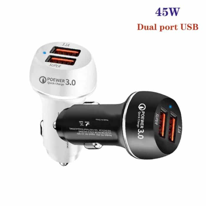 45 W USB QC3.0 30 W + USB 2.0 Voll kompatibles Autoladegerät – Bild 2
