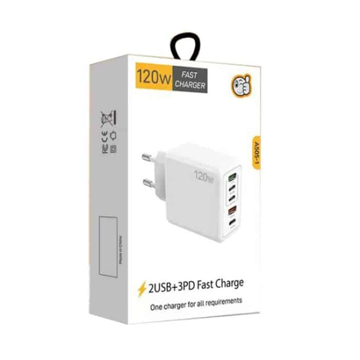 120 W PD3.0 3 Typ-C 2 USB Multi-Port-Schnellladegerät mit Typ-C auf Typ-C Kabel, EU-Stecker, EU Plug + C to C Cable – Bild 7
