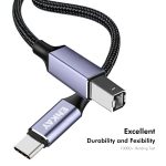 ENKAY ENK-CB170 USB C / Typ-C auf USB 2.0 B Druckerscanner Nylongeflochtenes Kabel, 0.5m, 1m, 2m – Bild 2