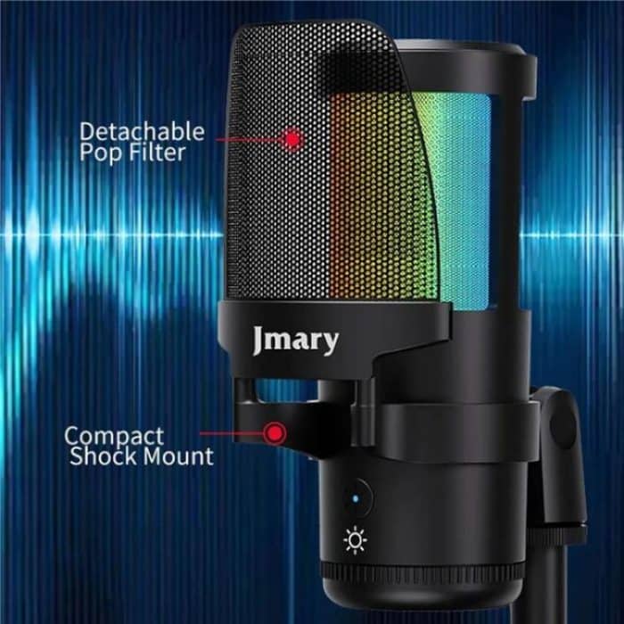 JMARY MC-PW13 360 Grad drehbares RGB-Licht-Desktop-Mikrofon – Bild 6
