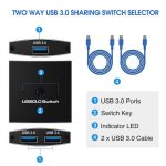 U3 USB-Laufwerk Drucker-Sharing-Splitter USB 3.0 Bidirektionaler Schalter 1 Eingang 2 Ausgang Hub – Bild 7