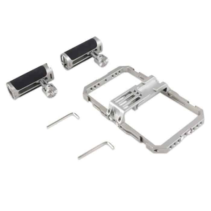 C072 Aluminiumlegierung Handheld Smartphone Käfig Rig Fotografie Stabilisator Dual Griff Rahmen – Bild 2