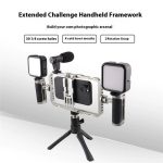 C072 Aluminiumlegierung Handheld Smartphone Käfig Rig Fotografie Stabilisator Dual Griff Rahmen – Bild 7