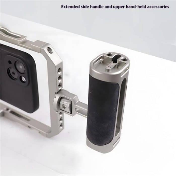C072 Aluminiumlegierung Handheld Smartphone Käfig Rig Fotografie Stabilisator Dual Griff Rahmen – Bild 10