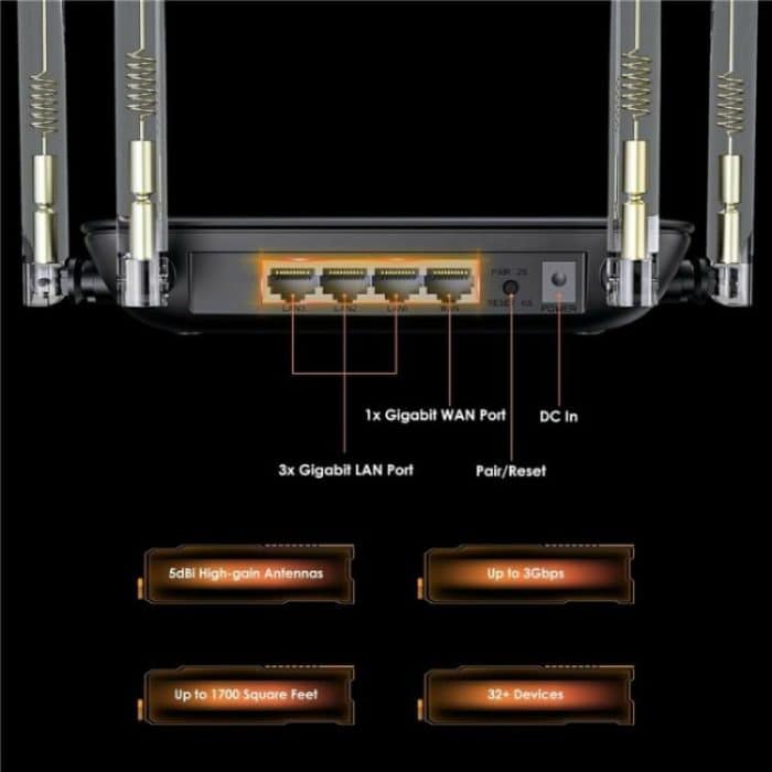 WAVLINK WN530BE1 Gigabit Ports High-Speed WiFi 2.4GHz / 5GHz Dual-Band Gaming Router – Bild 3