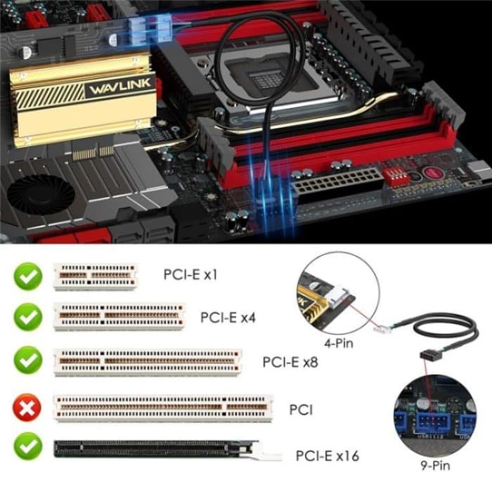 WAVLINK WN675X3-C WiFi 6E Pcie WiFi Netzwerkkarte Adapter Triple Band AX210 AX5400 – Bild 3