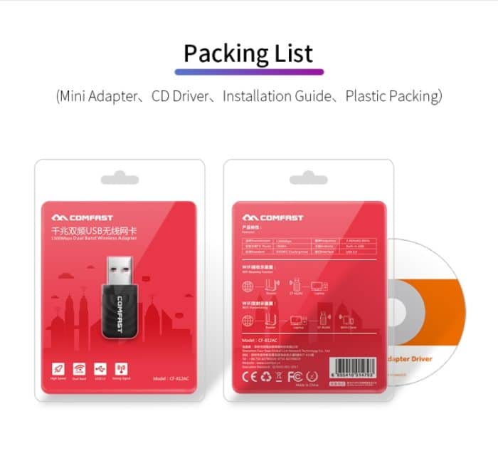 COMFAST CF-812AC 1300 Mbit / s Dualband Mini-USB-WLAN-Adapter – Bild 16