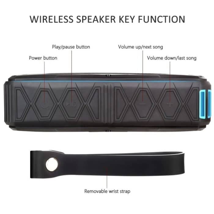 Tragbarer Bluetooth-Lautsprecher Super Bass Stereo Wireless-Lautsprecher unterstützen IP66 Wasserdichtes Notladen Freisprech-TF – Bild 3