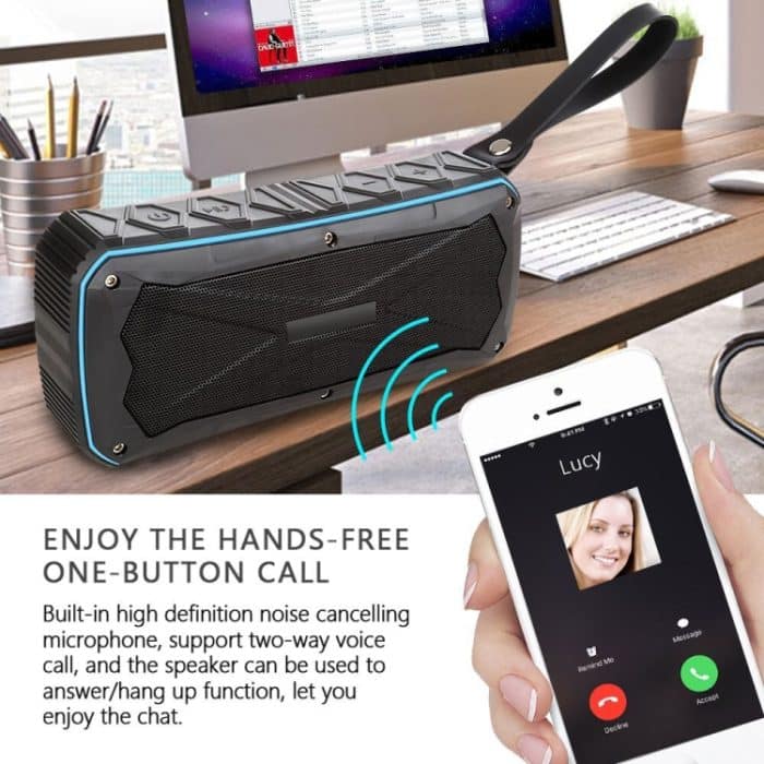 Tragbarer Bluetooth-Lautsprecher Super Bass Stereo Wireless-Lautsprecher unterstützen IP66 Wasserdichtes Notladen Freisprech-TF – Bild 6