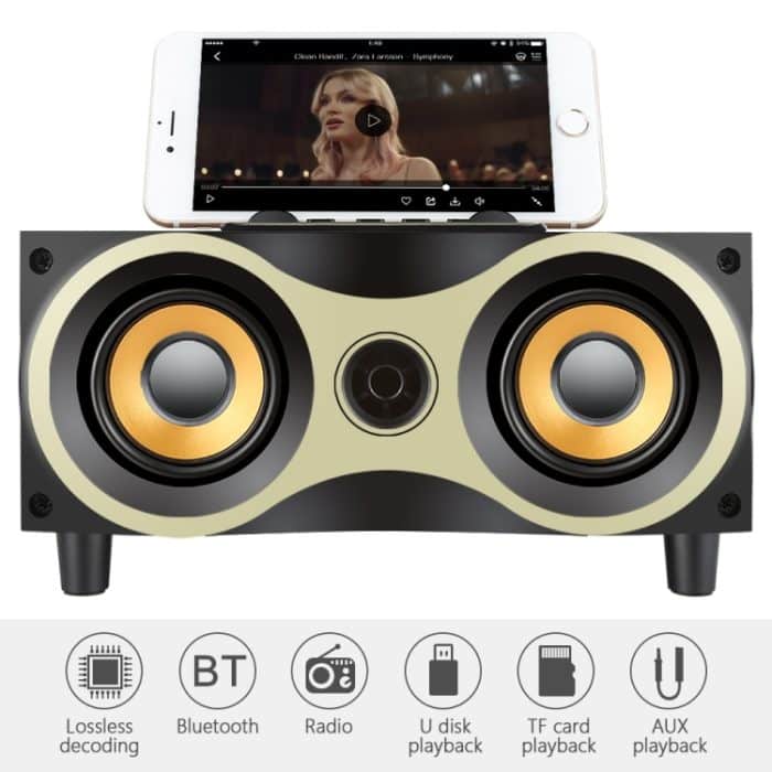 X6 Tragbarer kabelloser Holzlautsprecher Subwoofer Stereo-Bluetooth-Lautsprecher Radio FM Desktop – Bild 3