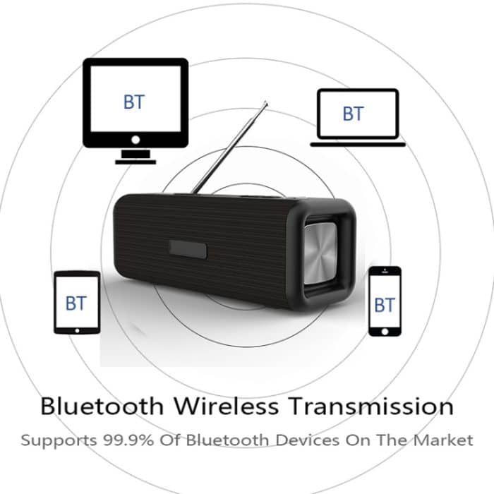 T9 Kabelloser Bluetooth 4.2-Lautsprecher, 10 W, tragbare Soundbox, FM-Digitalradio, 3D-Surround-Stereo, unterstützt Freisprecheinrichtung, TF und AUX – Bild 6