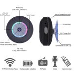 BTS-08 Drahtloser Bluetooth-Lautsprecher, wasserdicht, LED-FM-Radio, Subwoofer, Bluetooth-Säule, TF-Karte, Saugnapf, Mini-Duschlautsprecher – Bild 3