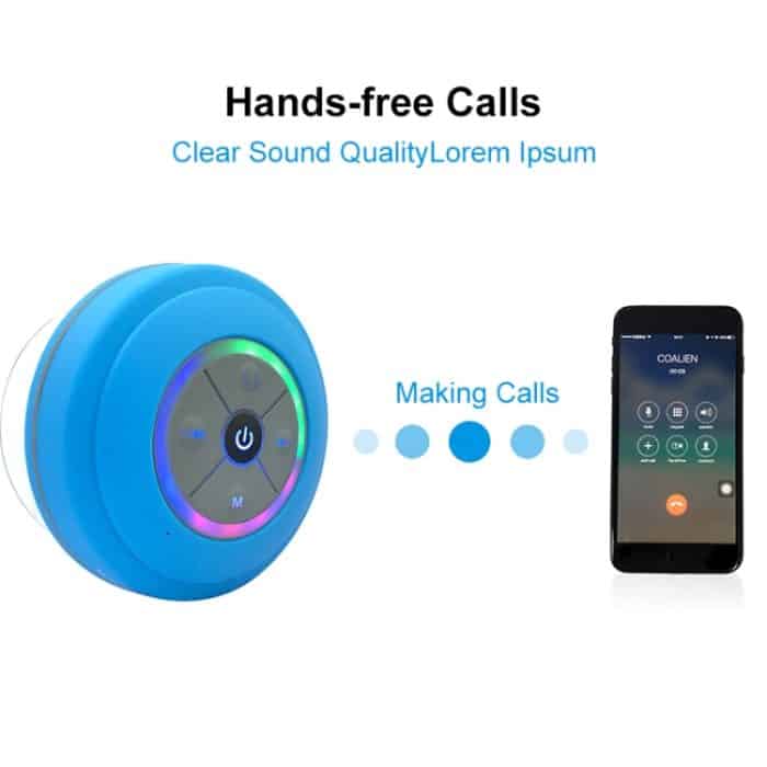 BTS-08 Drahtloser Bluetooth-Lautsprecher, wasserdicht, LED-FM-Radio, Subwoofer, Bluetooth-Säule, TF-Karte, Saugnapf, Mini-Duschlautsprecher – Bild 5