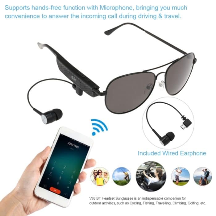 Y88 Drahtloser Kopfhörer Bluetooth-Headset Sonnenbrille Musikkopfhörer Smart Glasses Earbud Freisprechen mit Mikrofon – Bild 3