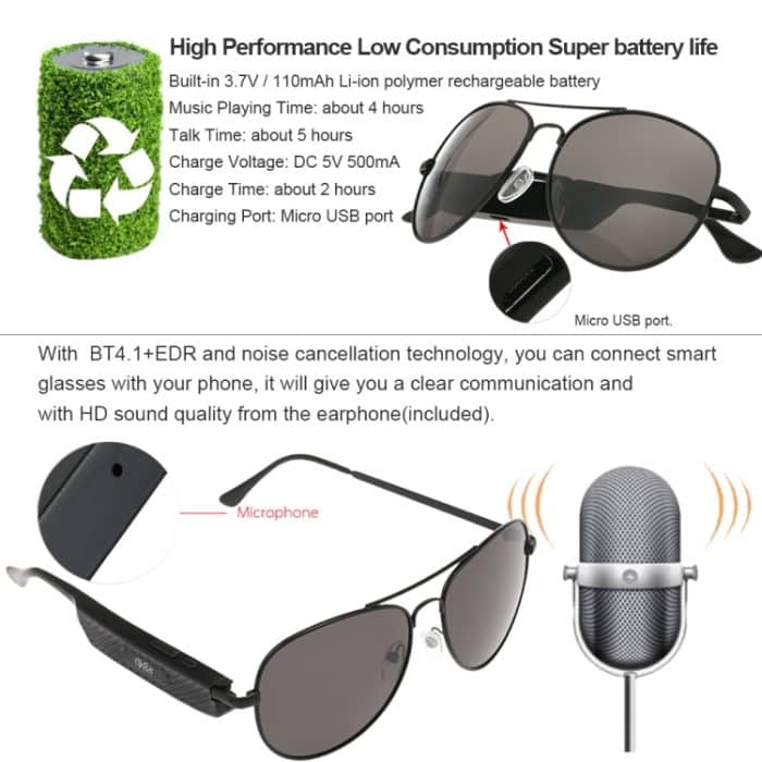 Y88 Drahtloser Kopfhörer Bluetooth-Headset Sonnenbrille Musikkopfhörer Smart Glasses Earbud Freisprechen mit Mikrofon – Bild 6