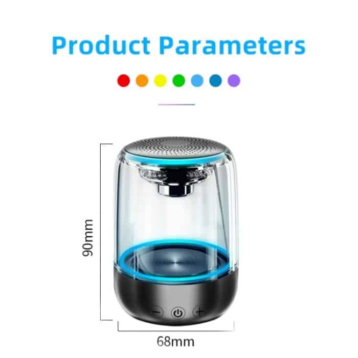 C7 Bluetooth 5.0 Lautsprecher Transparenter LED leuchtender Subwoofer TWS 6D Surround HIFI Stereo Cool Audio, C7 – Bild 13
