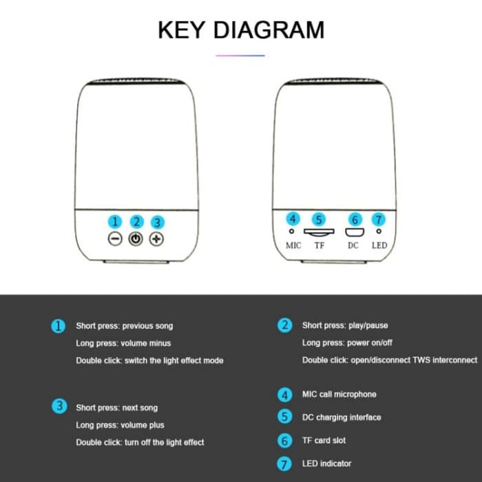 C7 Bluetooth 5.0 Lautsprecher Transparenter LED leuchtender Subwoofer TWS 6D Surround HIFI Stereo Cool Audio, C7 – Bild 5