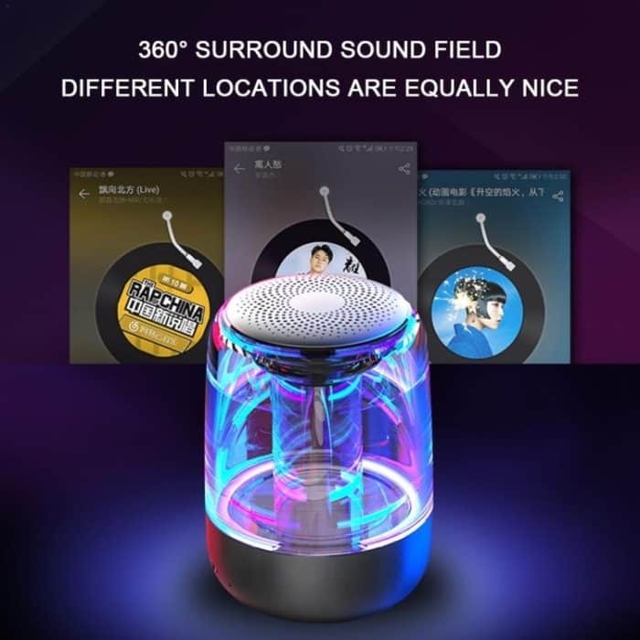 C7 Bluetooth 5.0 Lautsprecher Transparenter LED leuchtender Subwoofer TWS 6D Surround HIFI Stereo Cool Audio, C7 – Bild 7