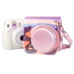Richwell Translucent PVC Kameratasche für Fujifilm Instax Mini 8 8+ 9 Cover Case mit Schultergurt Gradient Pink Shell
