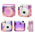 Richwell Translucent PVC Kameratasche für Fujifilm Instax Mini 8 8+ 9 Cover Case mit Schultergurt Gradient Pink Shell – Bild 4