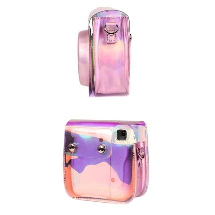 Richwell Translucent PVC Kameratasche für Fujifilm Instax Mini 8 8+ 9 Cover Case mit Schultergurt Gradient Pink Shell – Bild 6