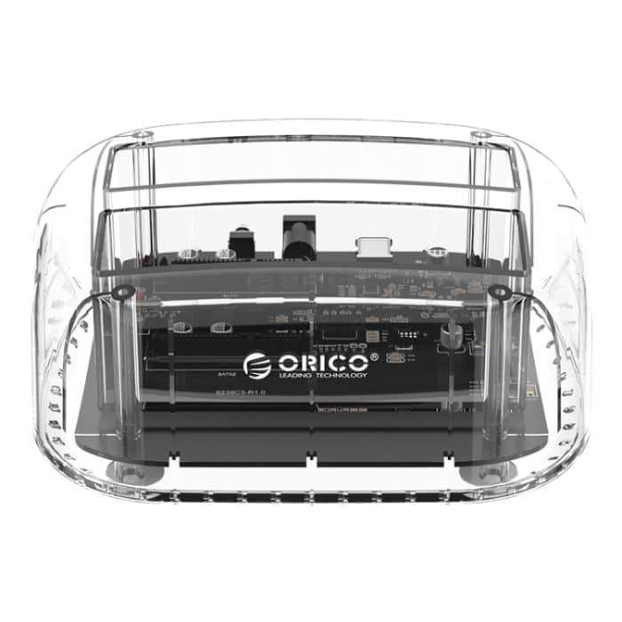 ORICO 6239C3 2,5 / 3,5-Zoll 2-Bay Transparent Typ-C-Festplatten-Dock – Bild 1