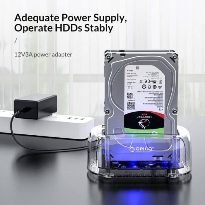 ORICO 6239C3 2,5 / 3,5-Zoll 2-Bay Transparent Typ-C-Festplatten-Dock – Bild 12