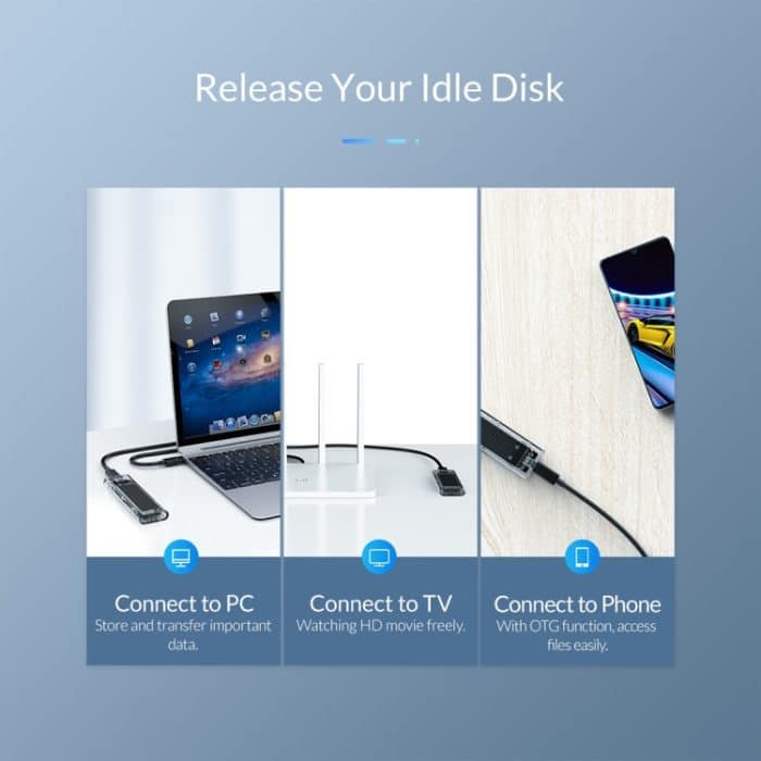 ORICO TCM2F-C3 NGFF M.2 Festplattengehäuse, werkzeuglose Typ-C-Schnittstelle Transparente Festplattenbox – Bild 6