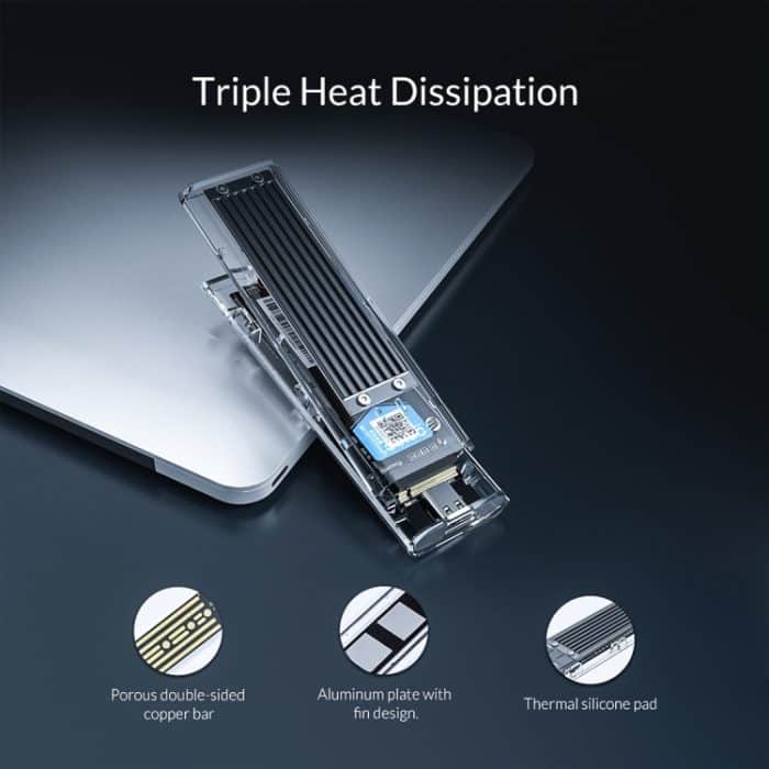 ORICO TCM2F-C3 NGFF M.2 Festplattengehäuse, werkzeuglose Typ-C-Schnittstelle Transparente Festplattenbox – Bild 10