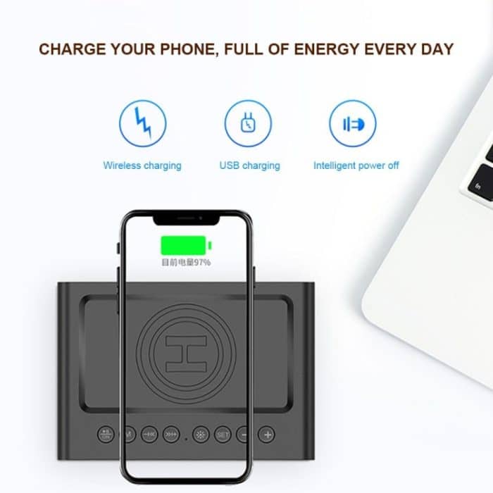 AEC BT508 Drahtloses Laden Bluetooth-Lautsprecher LED Wecker Power Bank Drei-in-Eins-Lautsprecher – Bild 12