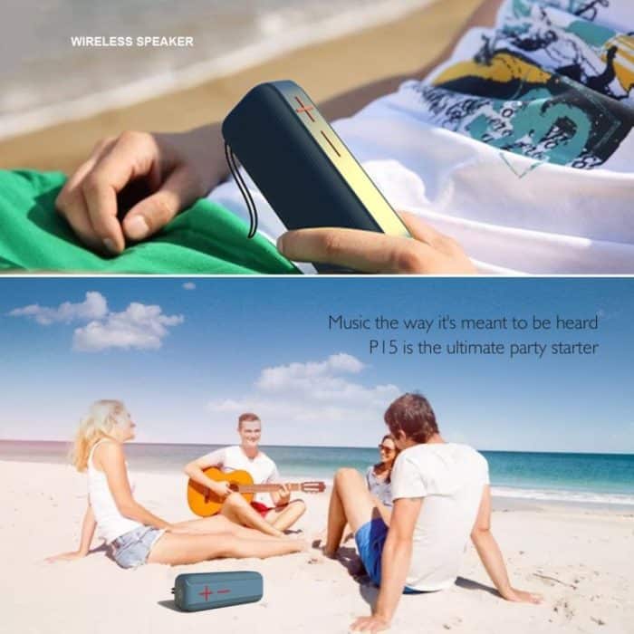 P15 10W tragbarer Bluetooth-Lautsprecher, Außenlautsprecher, Soundsystem, Stereo, unterstützt TF und FM – Bild 13