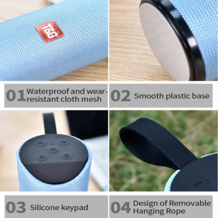 TG113 Tragbare Bluetooth-Lautsprecher, wasserdichter Stereo-Außenlautsprecher, MP3-Bass-Soundbox mit FM-Radio – Bild 16