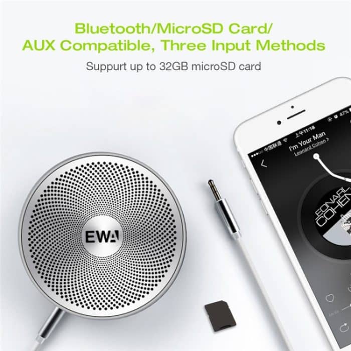 EWA A3 Mini-Lautsprecher, 8 W, 3D-Stereo-Musik-Surround, kabellose Bluetooth-Lautsprecher, tragbar, Sonud-Bass, unterstützt TF-Karten, USB – Bild 4
