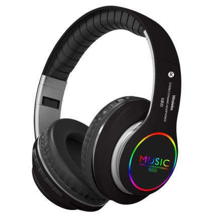 VJ033 Multifunktions-Upgrade Bluetooth 5.0 Headset Stereo Wireless LED Mikrofon FM Radio Headset