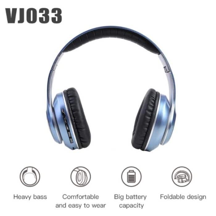 VJ033 Multifunktions-Upgrade Bluetooth 5.0 Headset Stereo Wireless LED Mikrofon FM Radio Headset – Bild 4