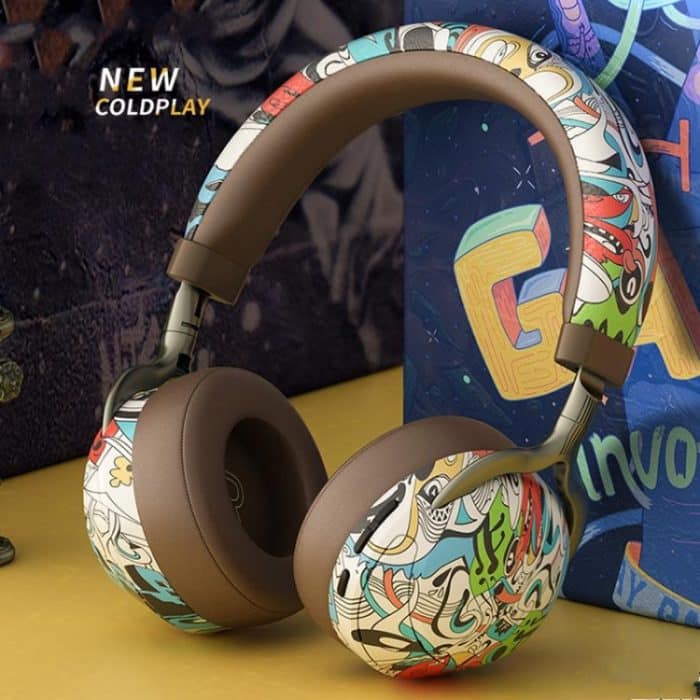 VJ086 Graffiti-Headset, kabelloses Sport-Bluetooth-Headset, Wassertransfer-Farbdruck-Headset, unterstützt TF, FM – Bild 2